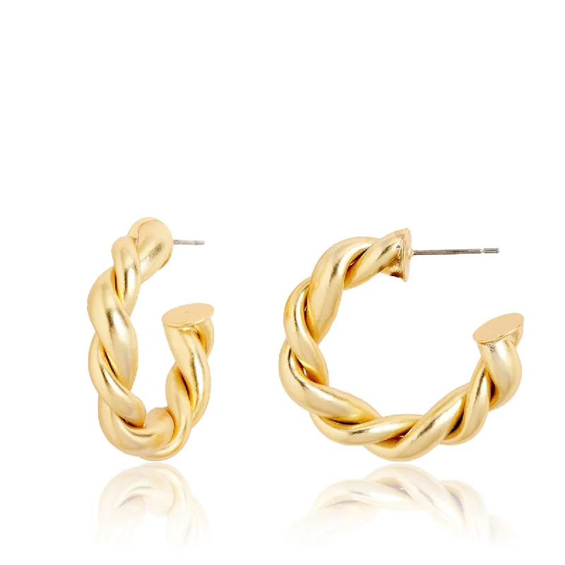 Stylish hoop earrings with diamond accents for an elegant and sparkling effect-Twisted Rope Hoop Earrings