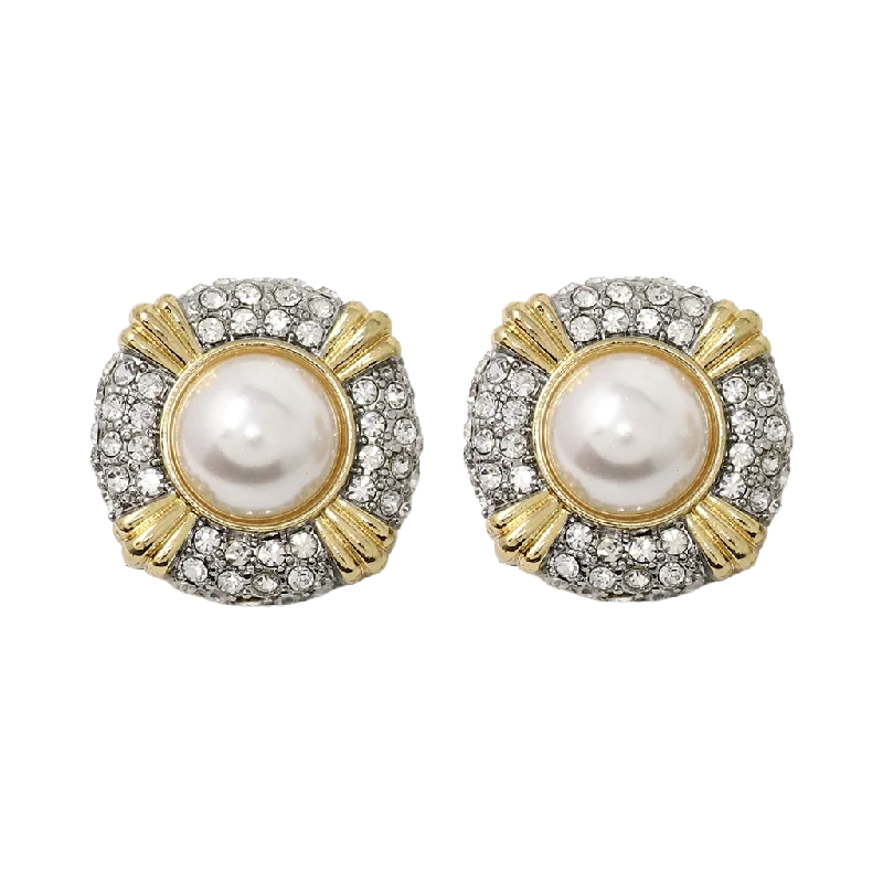 Hoop earrings with circle designs for a classic and timeless shape-Two Tone White Pearl Earring