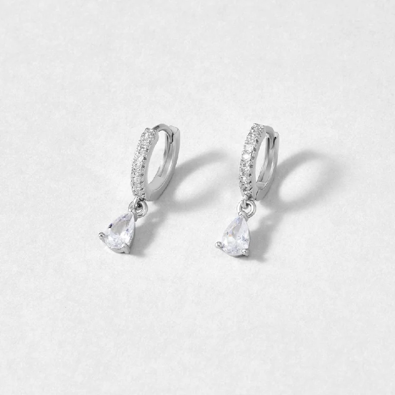 Best hoop earrings with gold for a luxurious and timeless look-White Crystal Silver Hoop Earrings