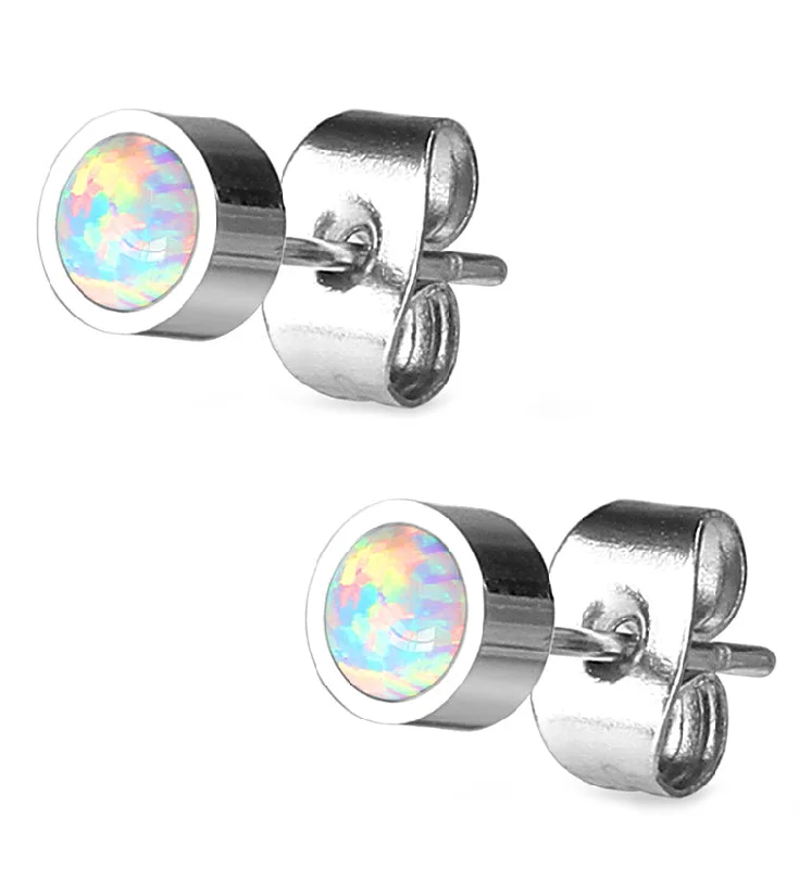 Hoop earrings with satin finishes for a smooth and elegant appearance-White Opal Bezel Earrings