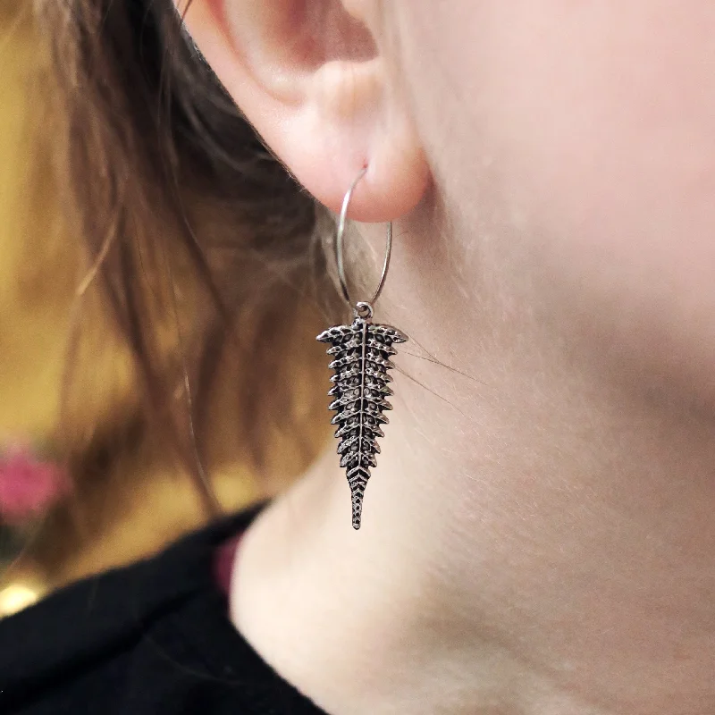 Best hoop earrings with matte finish for a sophisticated, understated design-Winter's Forest Fern Hoop Earrings *Colour Select