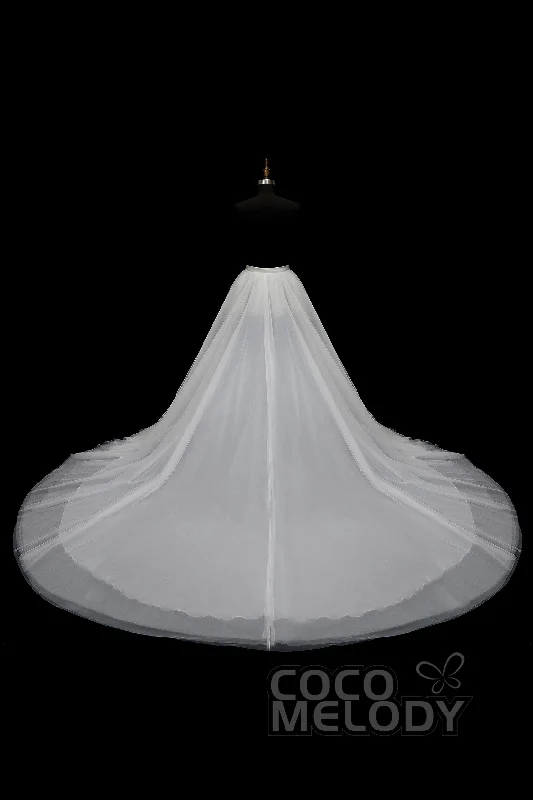 Necklaces and pendants with pearls for a classic and sophisticated touch-Classic Chapel Train Tulle Wedding Skirt TR18005