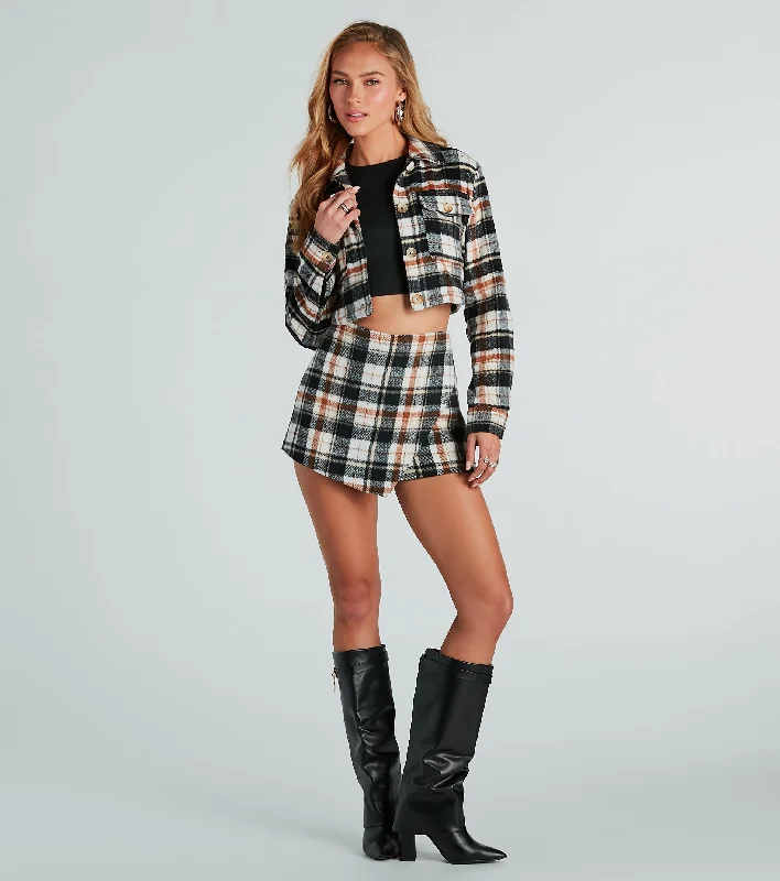 Necklaces and pendants with clear quartz for a pure and radiant look-Cozy Trend Plaid Mini Skort