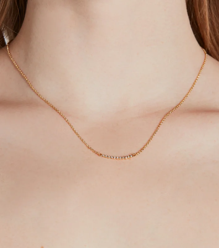 Unique necklaces and pendants with engraved messages for a sentimental gift-Dainty Bliss 14K Gold Plated Cubic Zirconia Chain Necklace