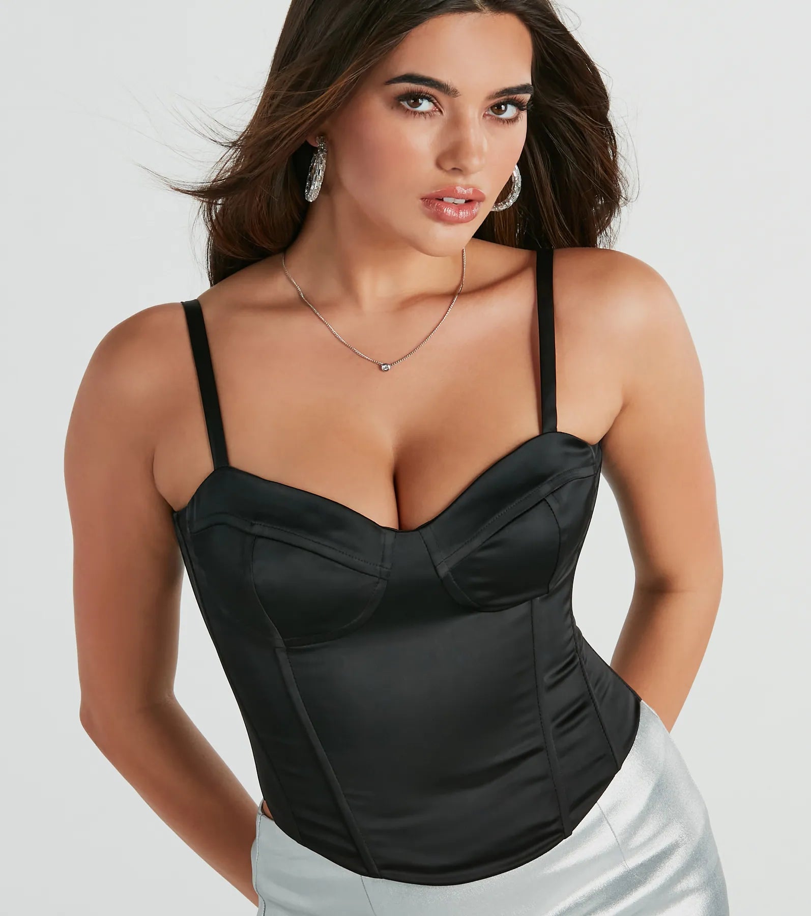 Necklaces and pendants with leaf-shaped designs for an earthy, organic feel-Elegant Nights Sleeveless Satin Bustier