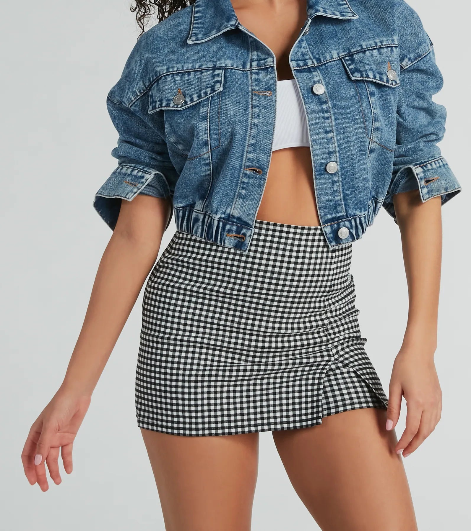 Necklaces and pendants with abstract shapes for a modern, creative appearance-Girl Next Door Gingham Print Mini Skort