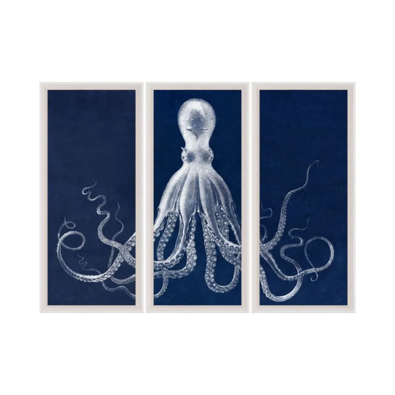 Stunning necklaces and pendants with aquamarine stones for a serene effect-Lord Bodner's Octopus Triptych in Blue