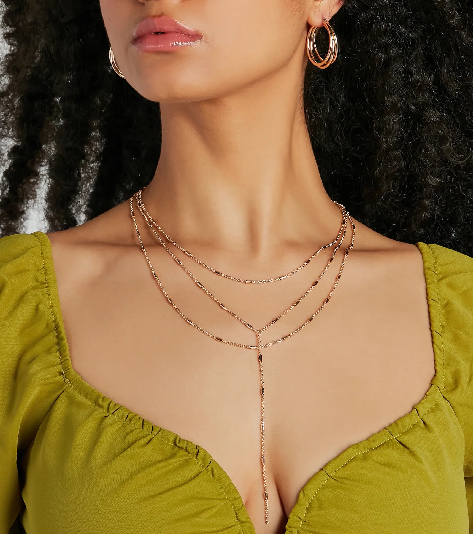 Beautiful necklaces and pendants with layered chains for a fashionable, chic look-Moment Of Chic Dainty Layered Lariat Necklace