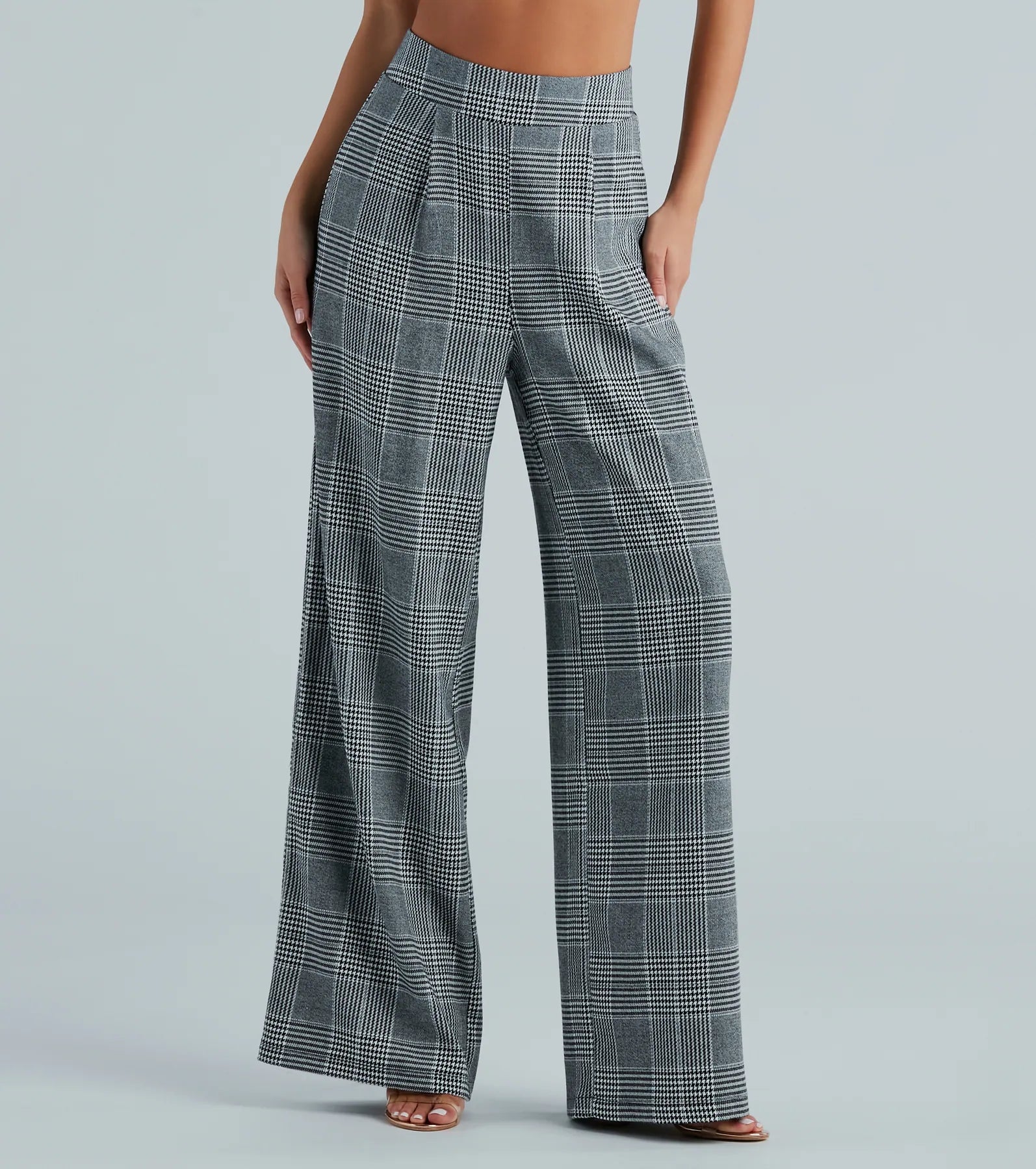 Best necklaces and pendants with cubic zirconia for a budget-friendly dazzling effect-Power Hour Plaid Wide-Leg Trouser Pants