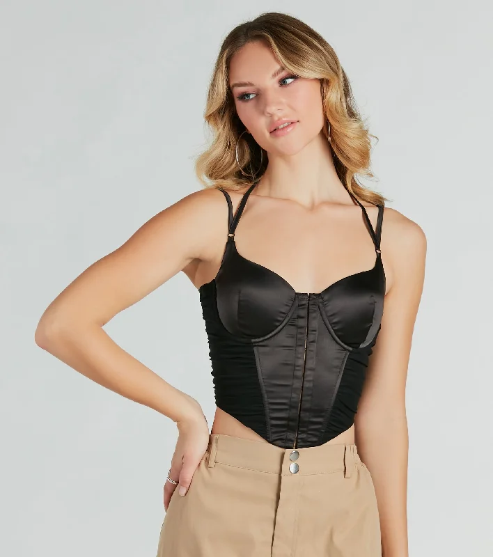 Best necklaces and pendants with vintage coin pendants for a unique accessory-Sleekin' Out Satin Strappy Mesh Bustier